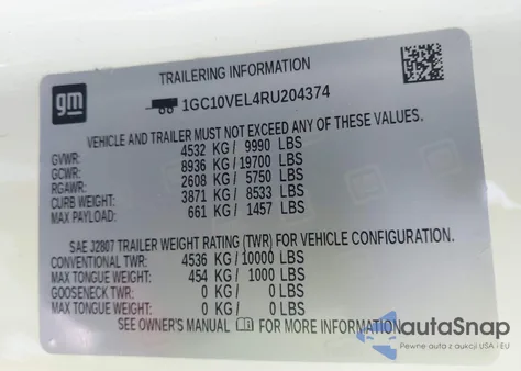 2024 Chevrolet Silverado Ev Work Truck z USA, uszkodzony, nr VIN 1GC10VEL4RU204374